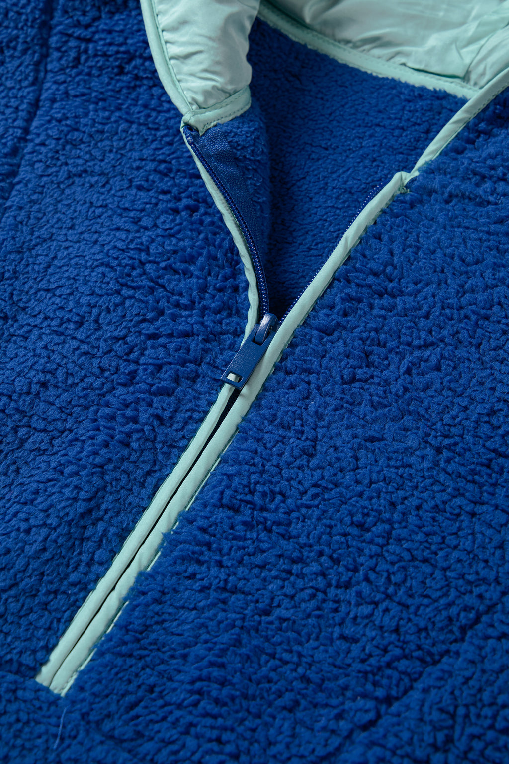 Blue Sherpa Half Zip Pullover Hoodie