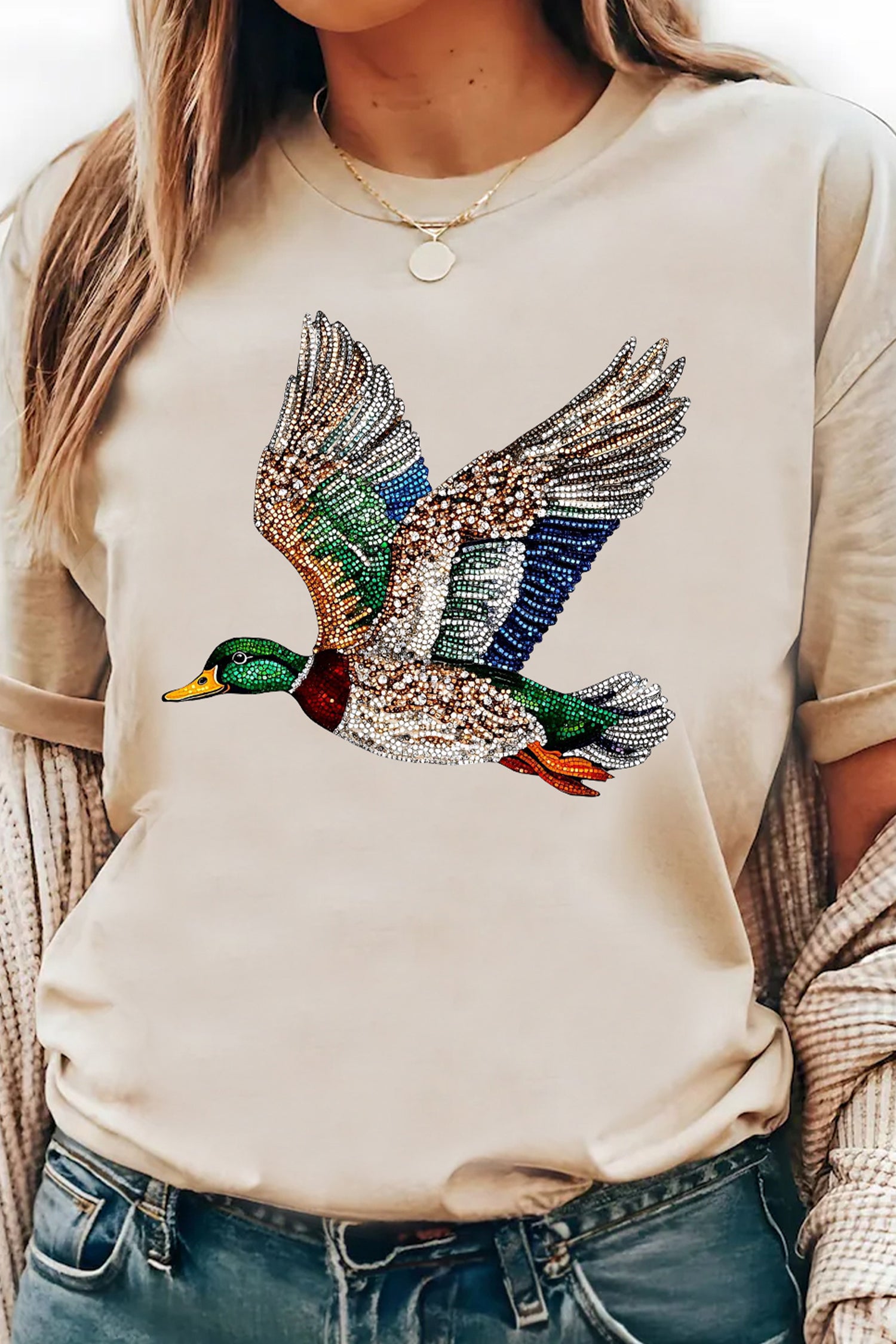 Mallard Print Crew Neck T Shirt