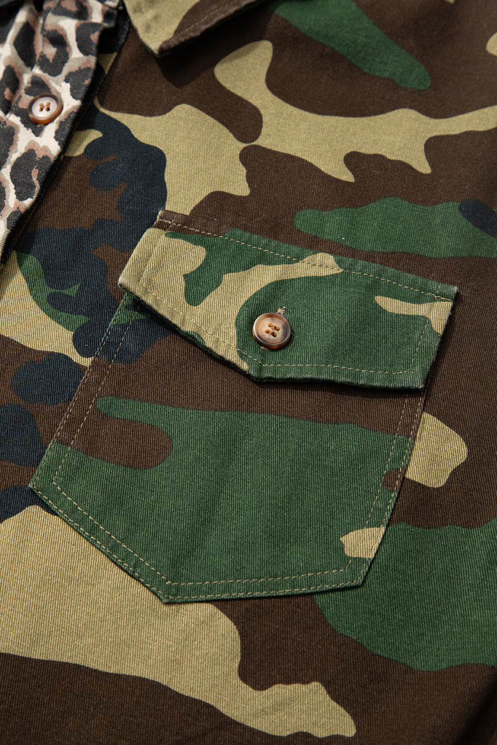 Leopard Camo Patchwork Oversize Shacket