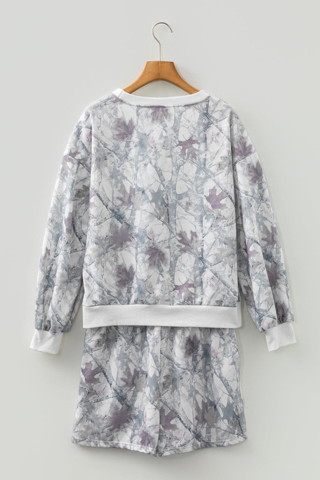 Abstract Woodland Camo Print Pullover Shorts Set