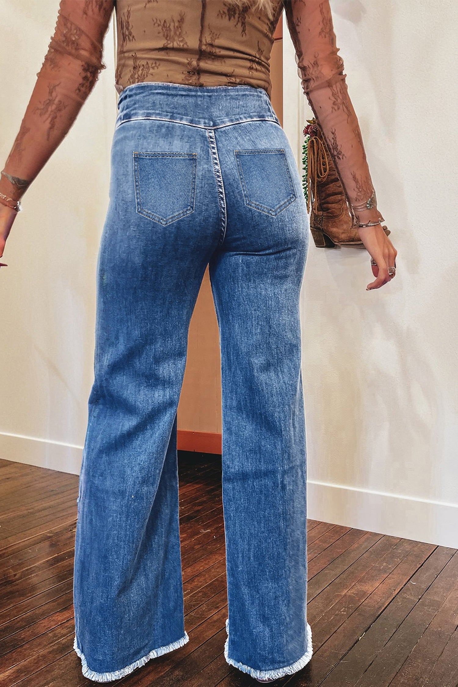 Blue High Waist Flare Jeans