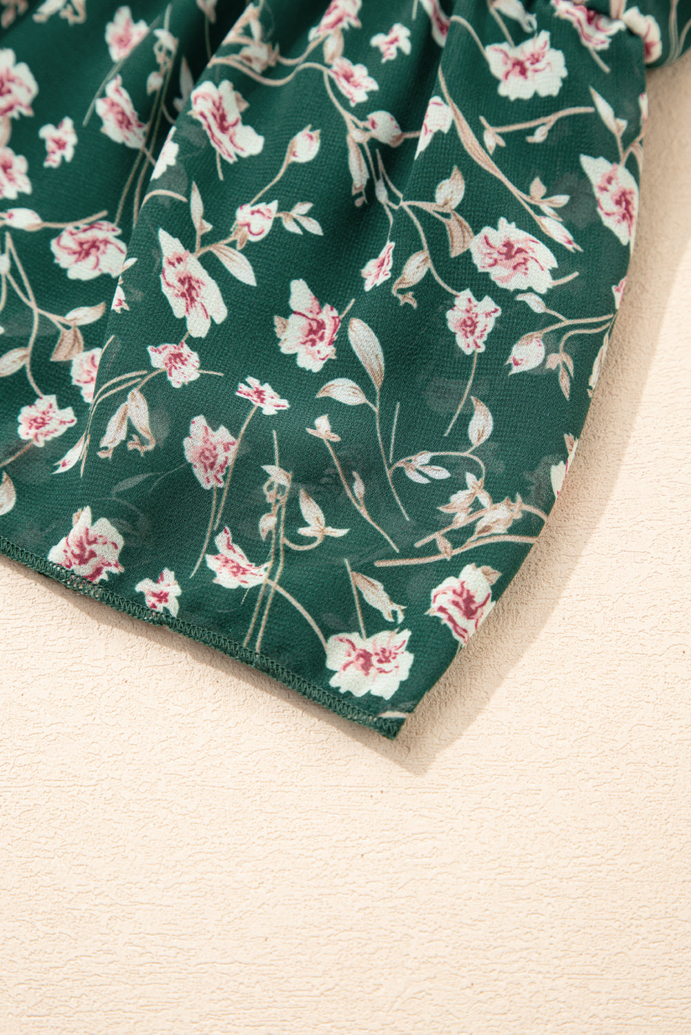 Green Short Sleeve Floral Dress