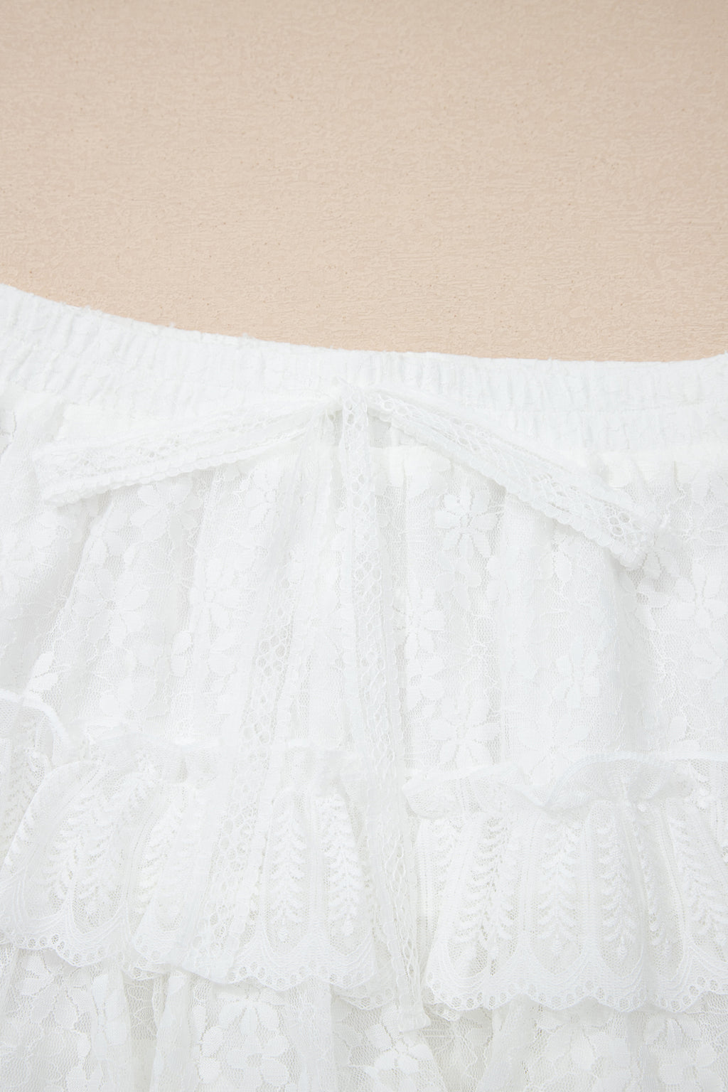 White Lace Tiered Shorts