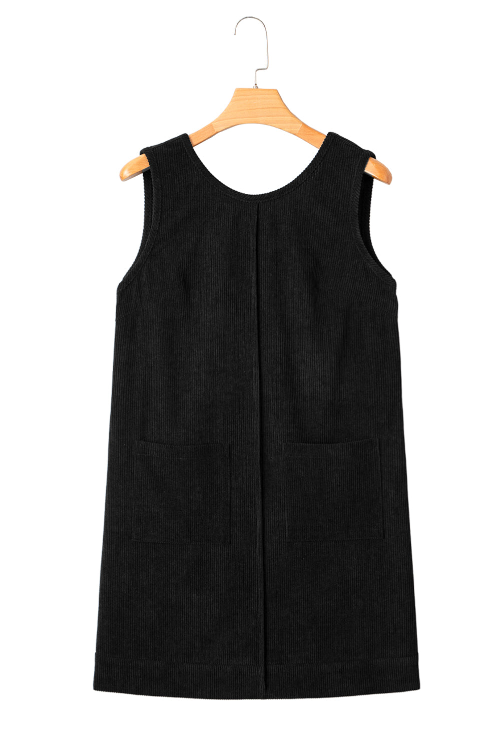 Corduroy Sleeveless Mini Dress With Patched Pockets