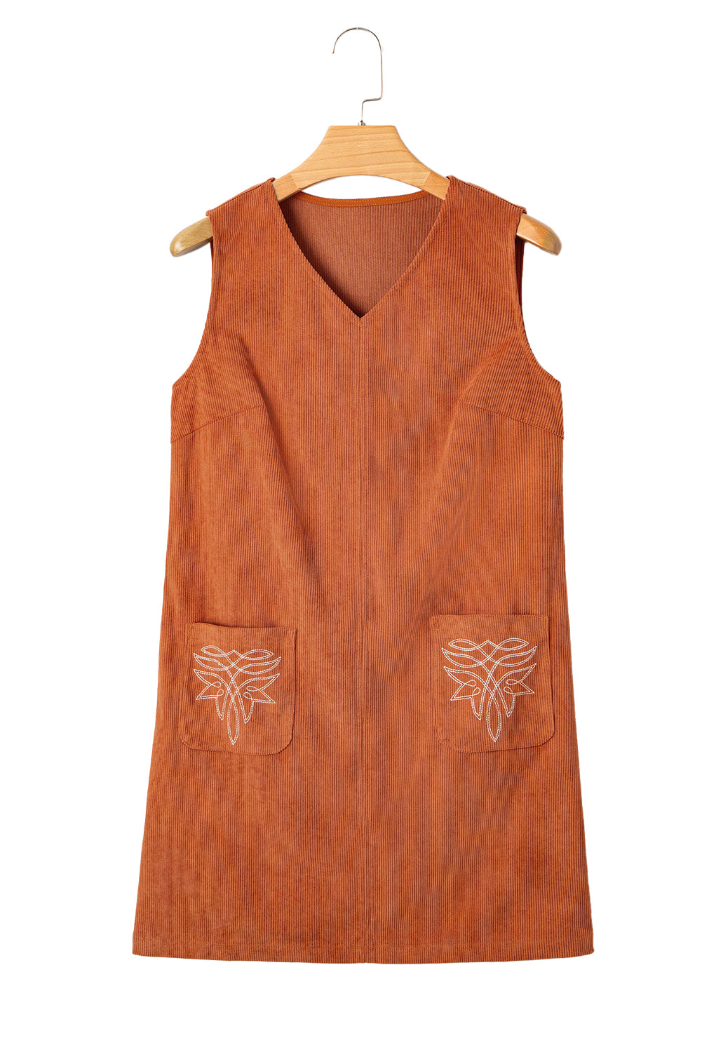 Corduroy Western Embroidered Sleeveless Mini Dress