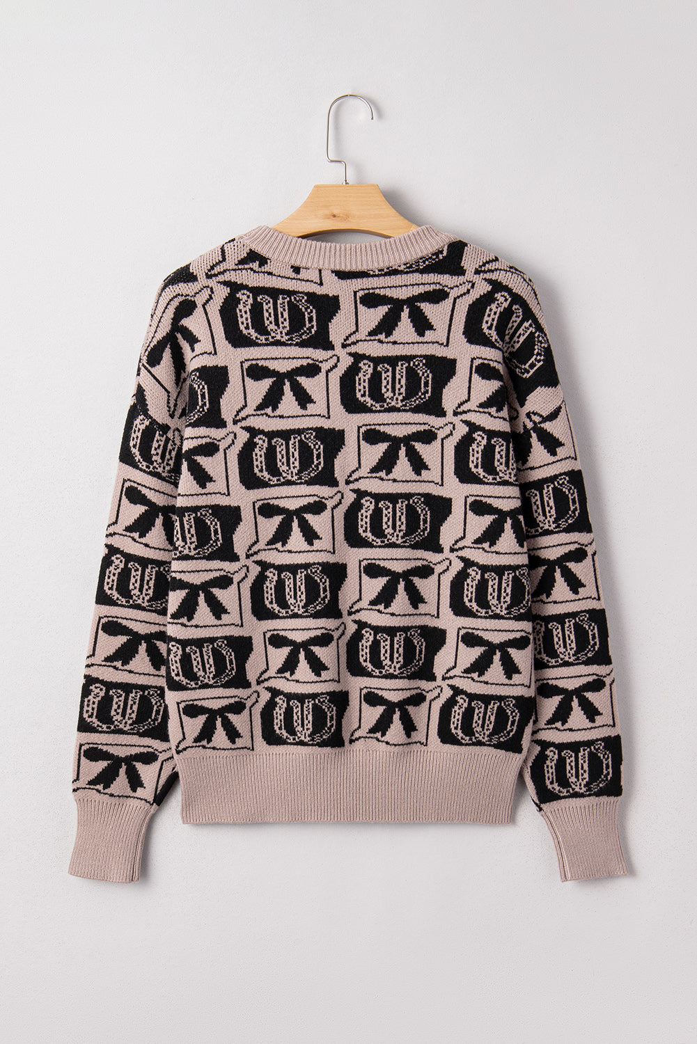Black Bows & Horseshoes Pattern Sweater