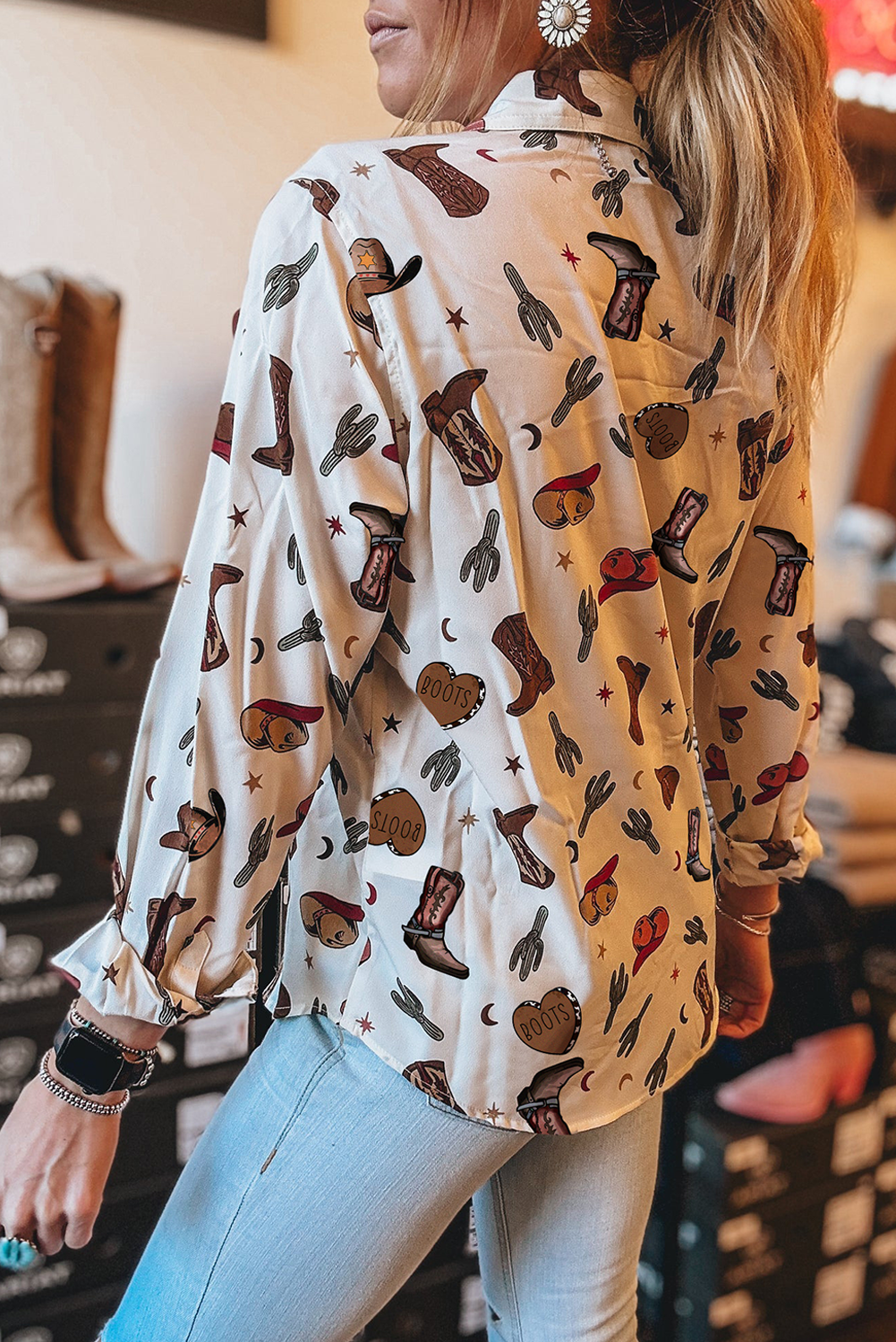 Western Print Button Up Shirt