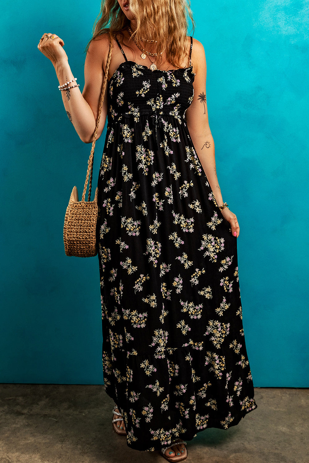 Floral Spaghetti Strap Maxi Dress
