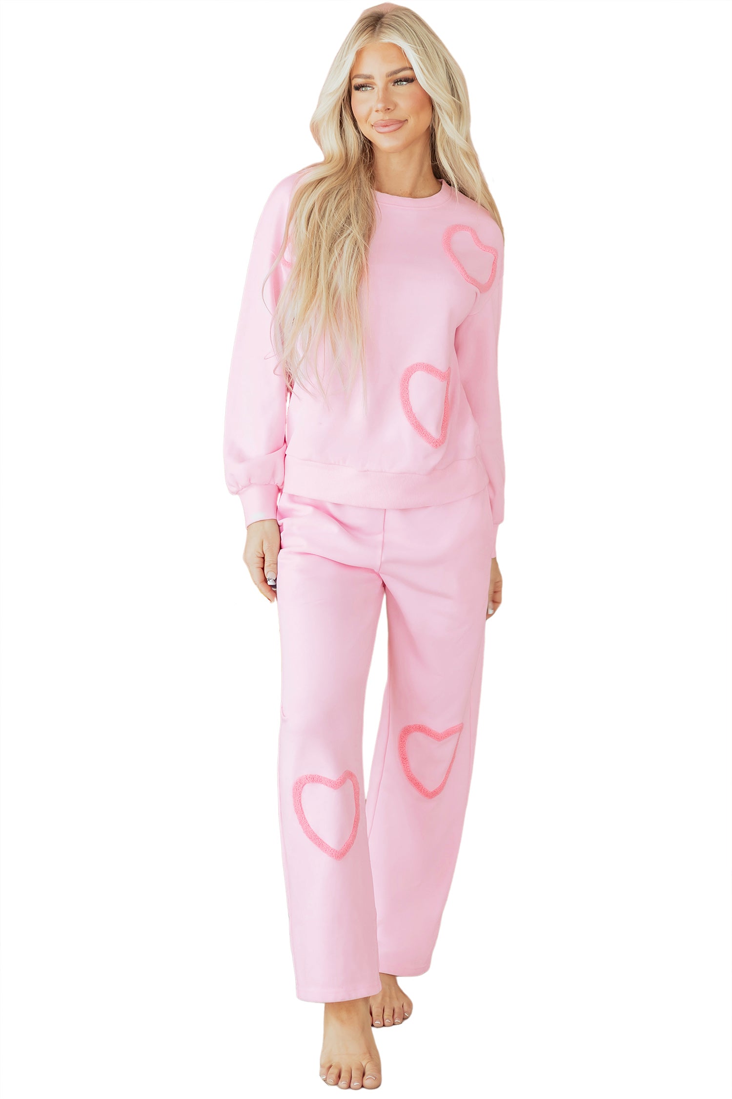 Heart Pattern Casual 2pcs Pants Set