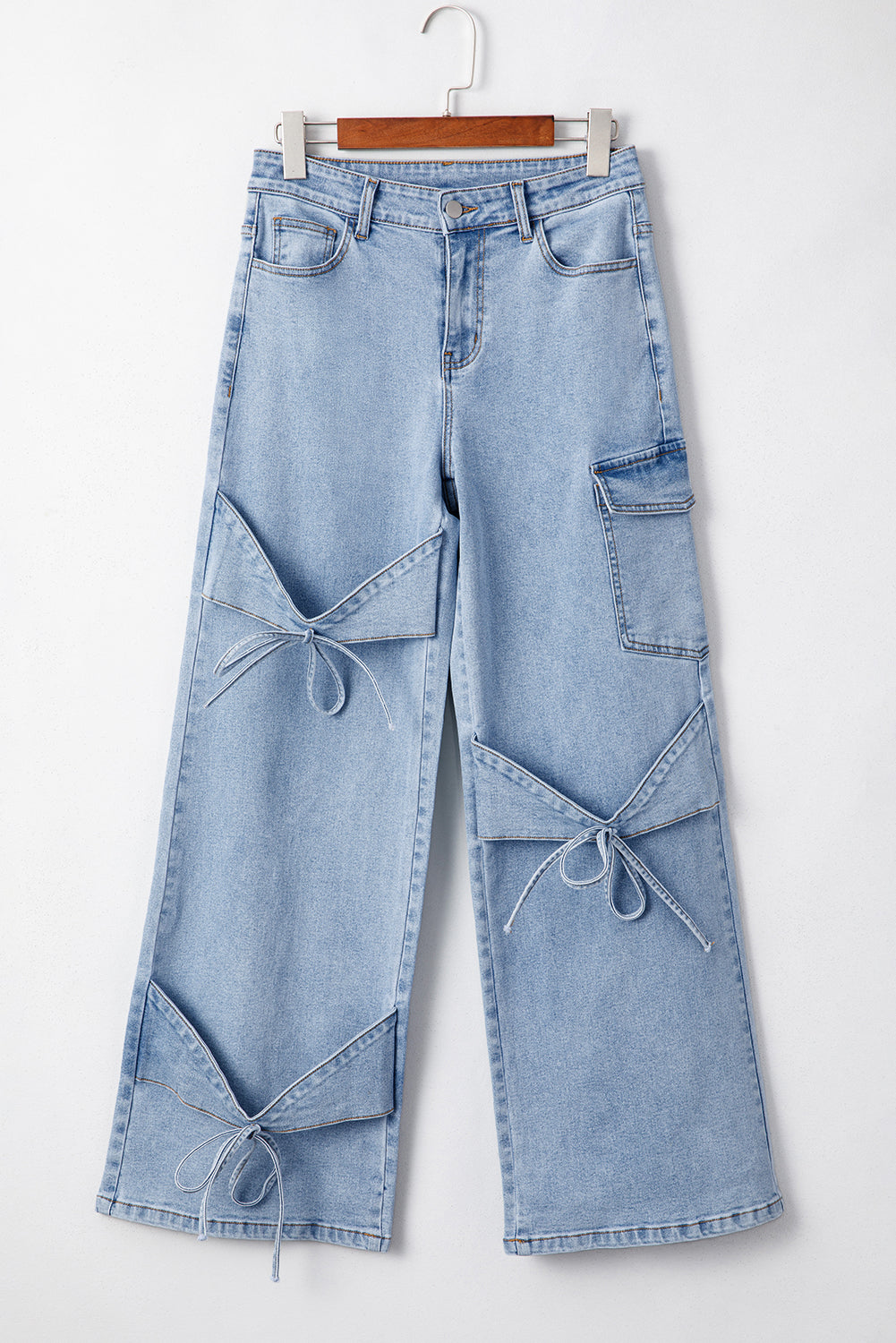 Blue Bowknot Boyfriend Cargo Jeans