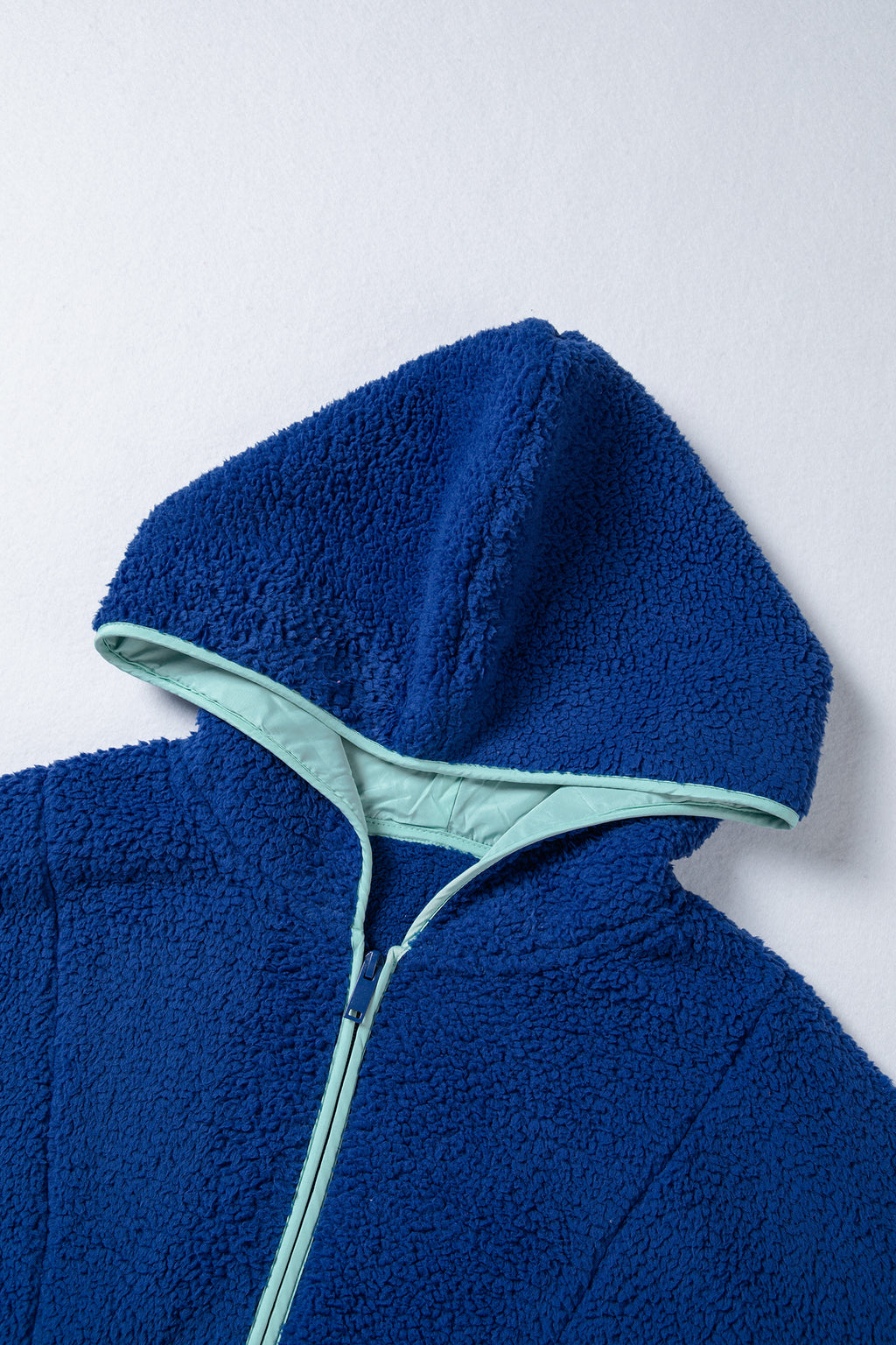 Blue Sherpa Half Zip Pullover Hoodie