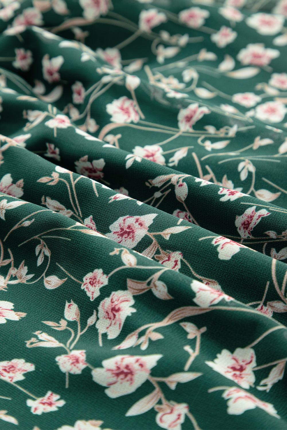 Green Short Sleeve Floral Dress