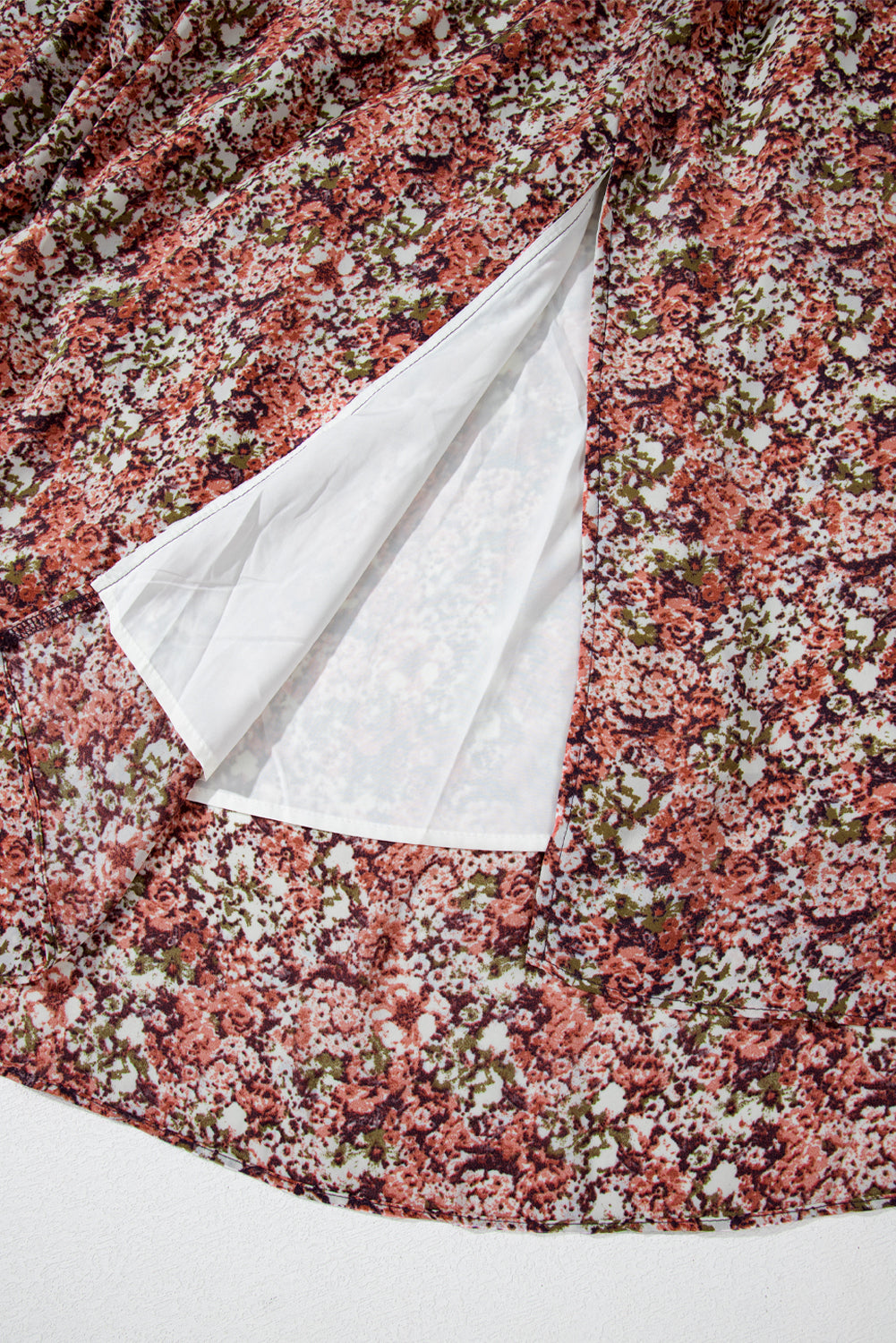 Floral Print Frilled V Neck Midi Dress