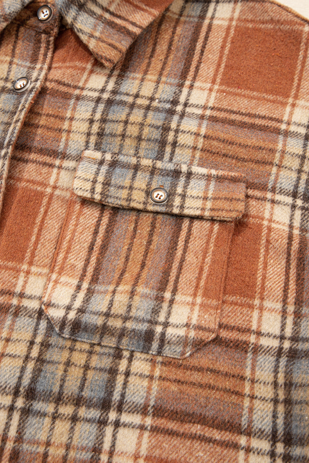 Plaid Print Buttoned Plus Size Shacket