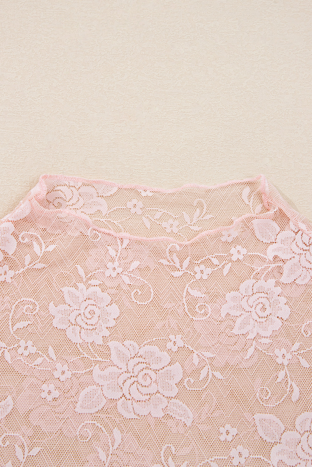 Sheer Floral Lace Mesh Long Sleeve Top