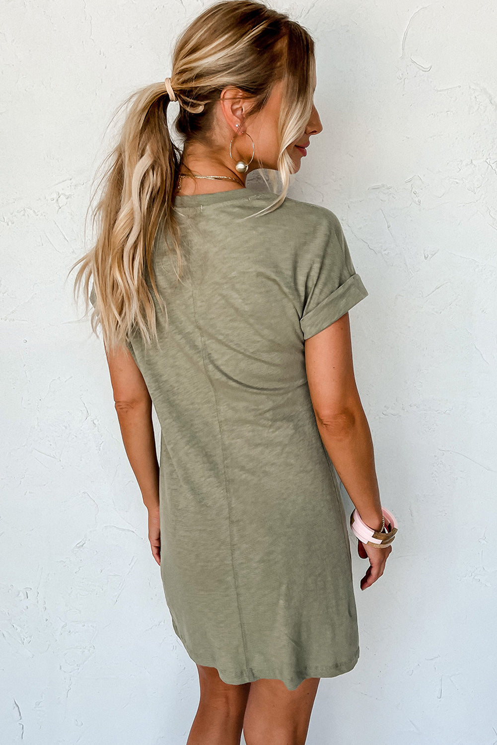 Green Twisted Mini T-Shirt Dress