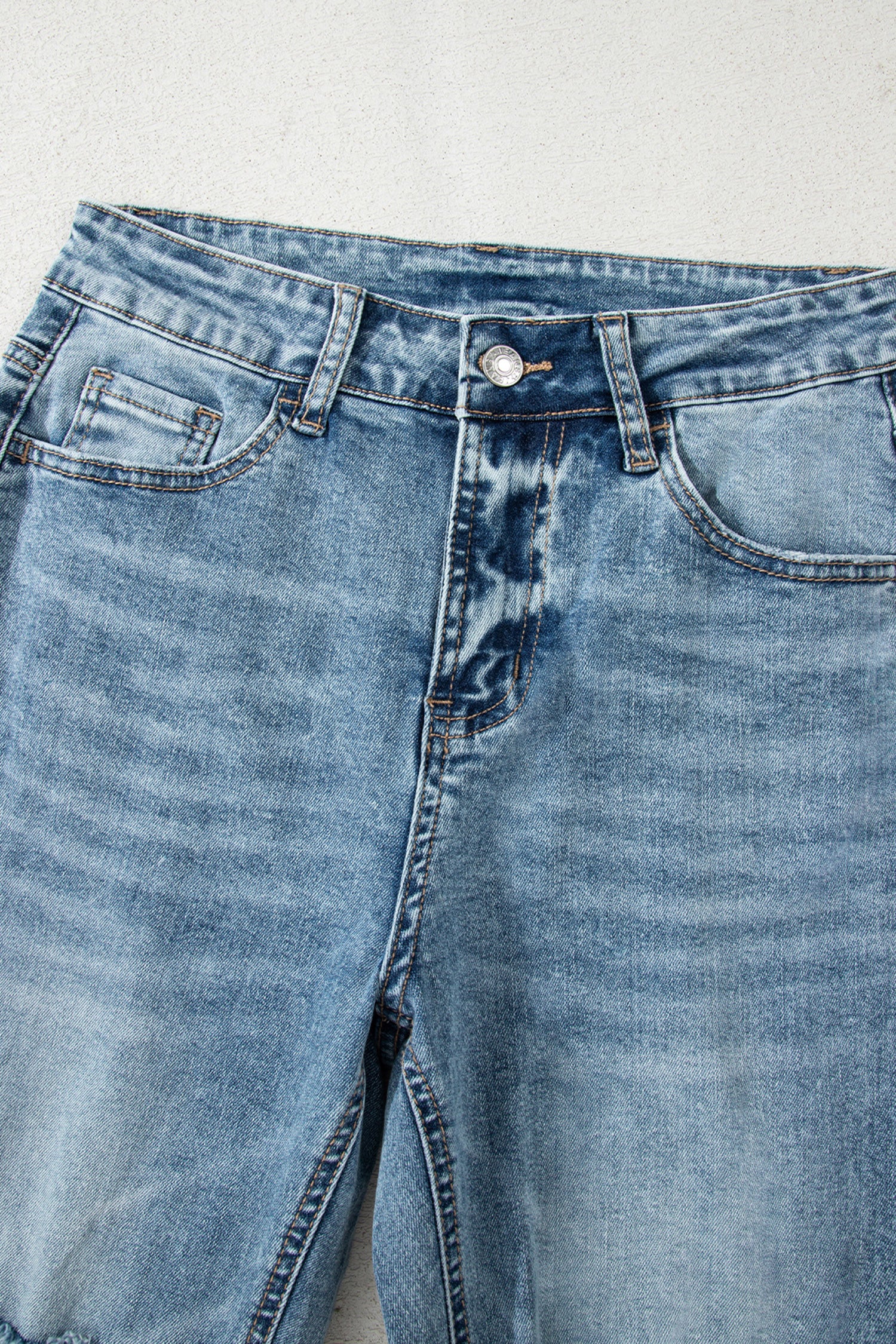 Raw Hem Ripped Flare Jeans