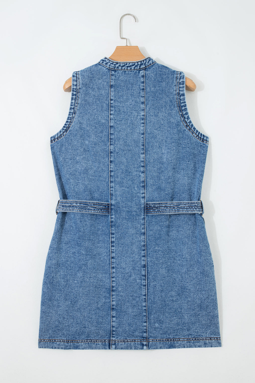 Western Belt Sleeveless Denim Dress