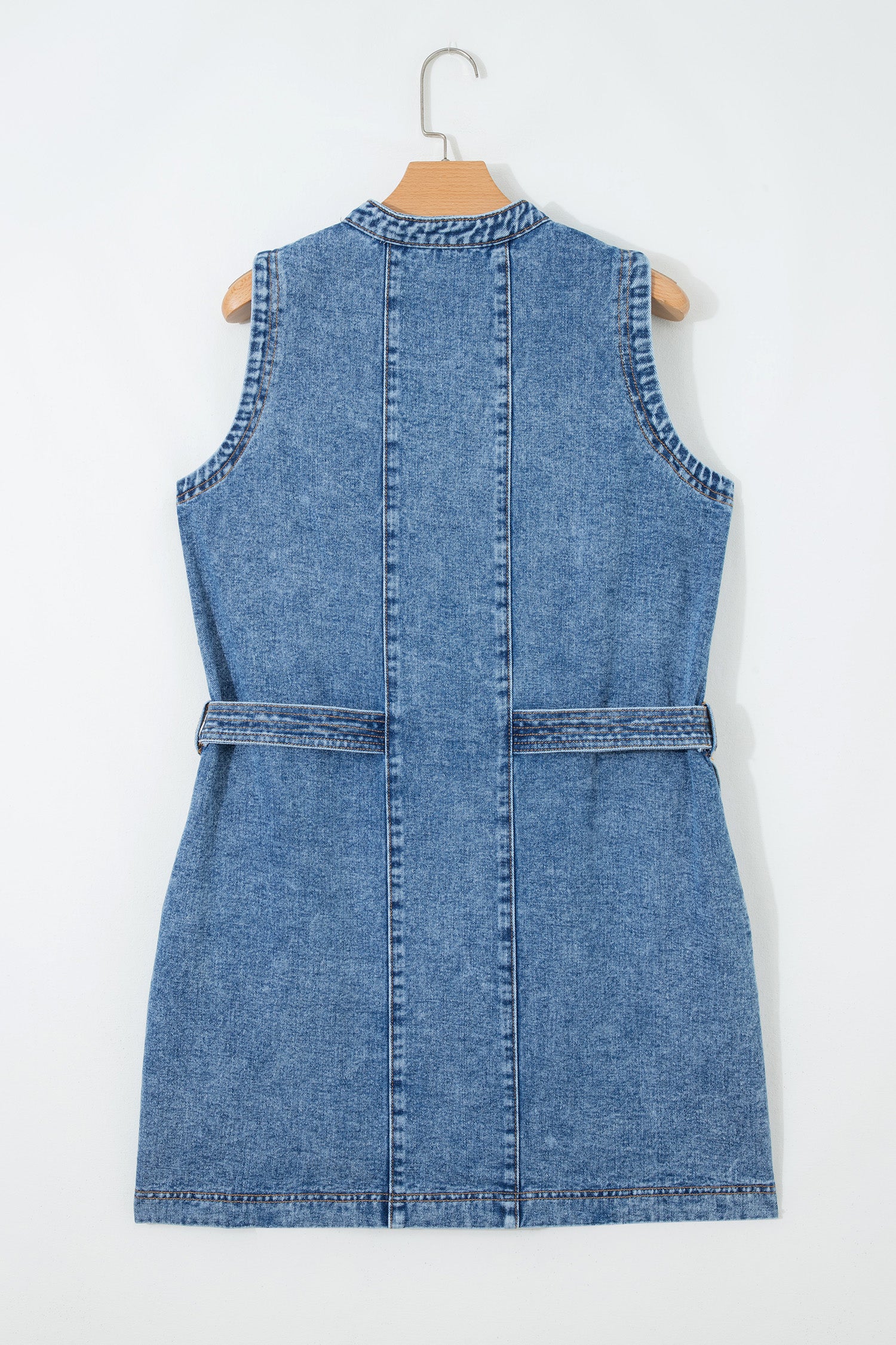 Western Belt Sleeveless Denim Dress
