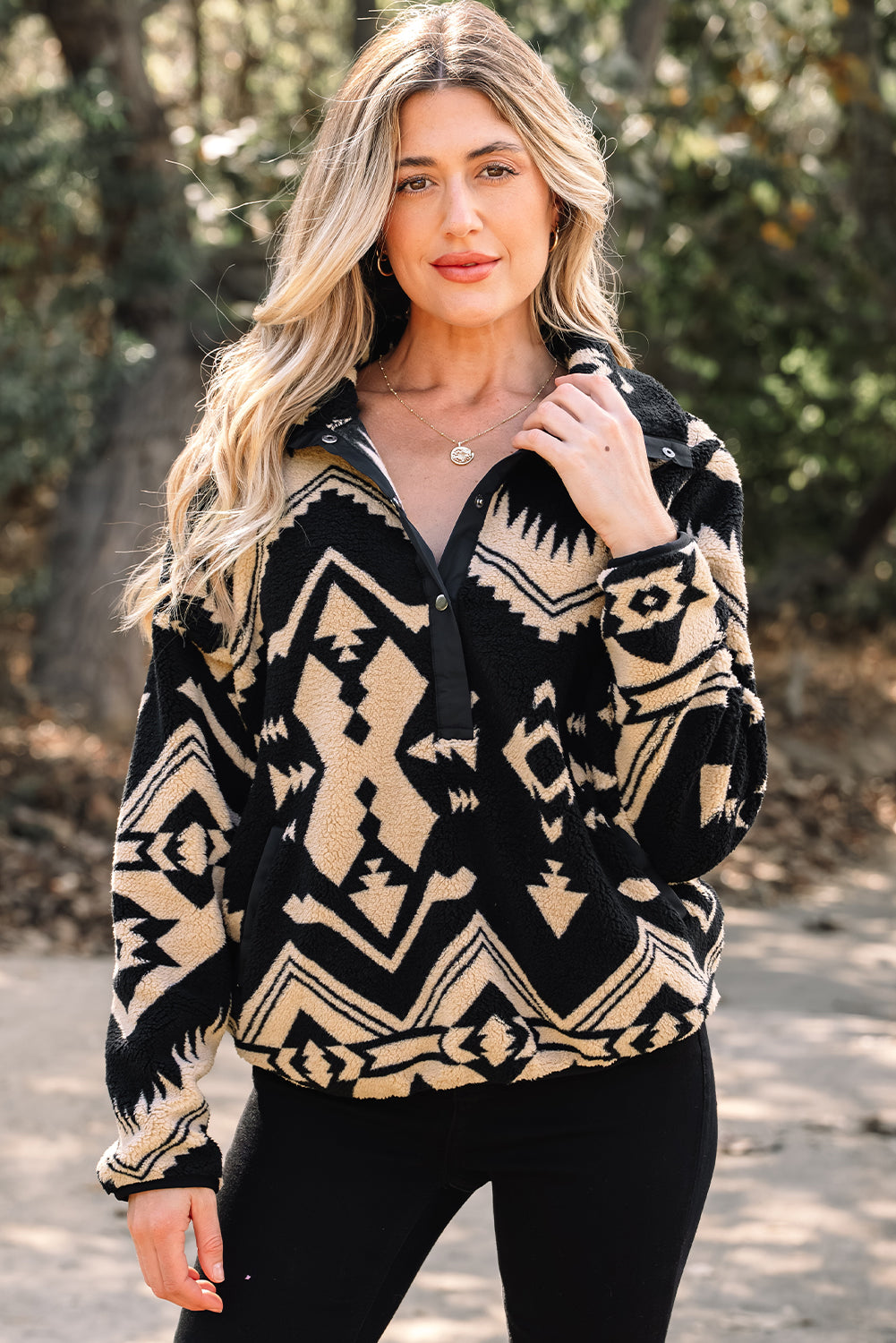 Western Aztec Half Zip Plush Sweatshirt