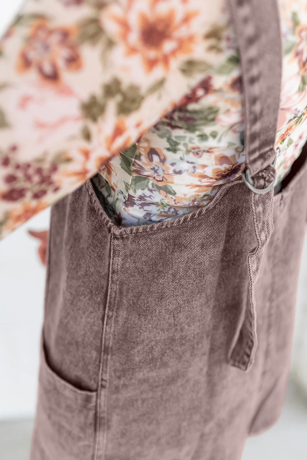 Vintage Washed Denim Suspender Mini Dress