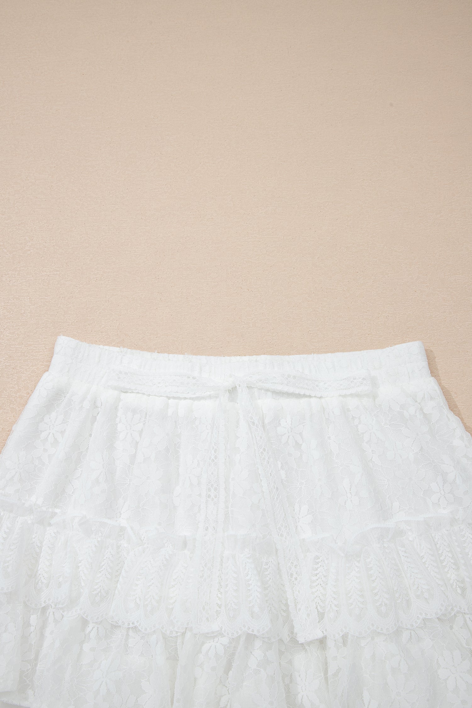White Lace Tiered Shorts