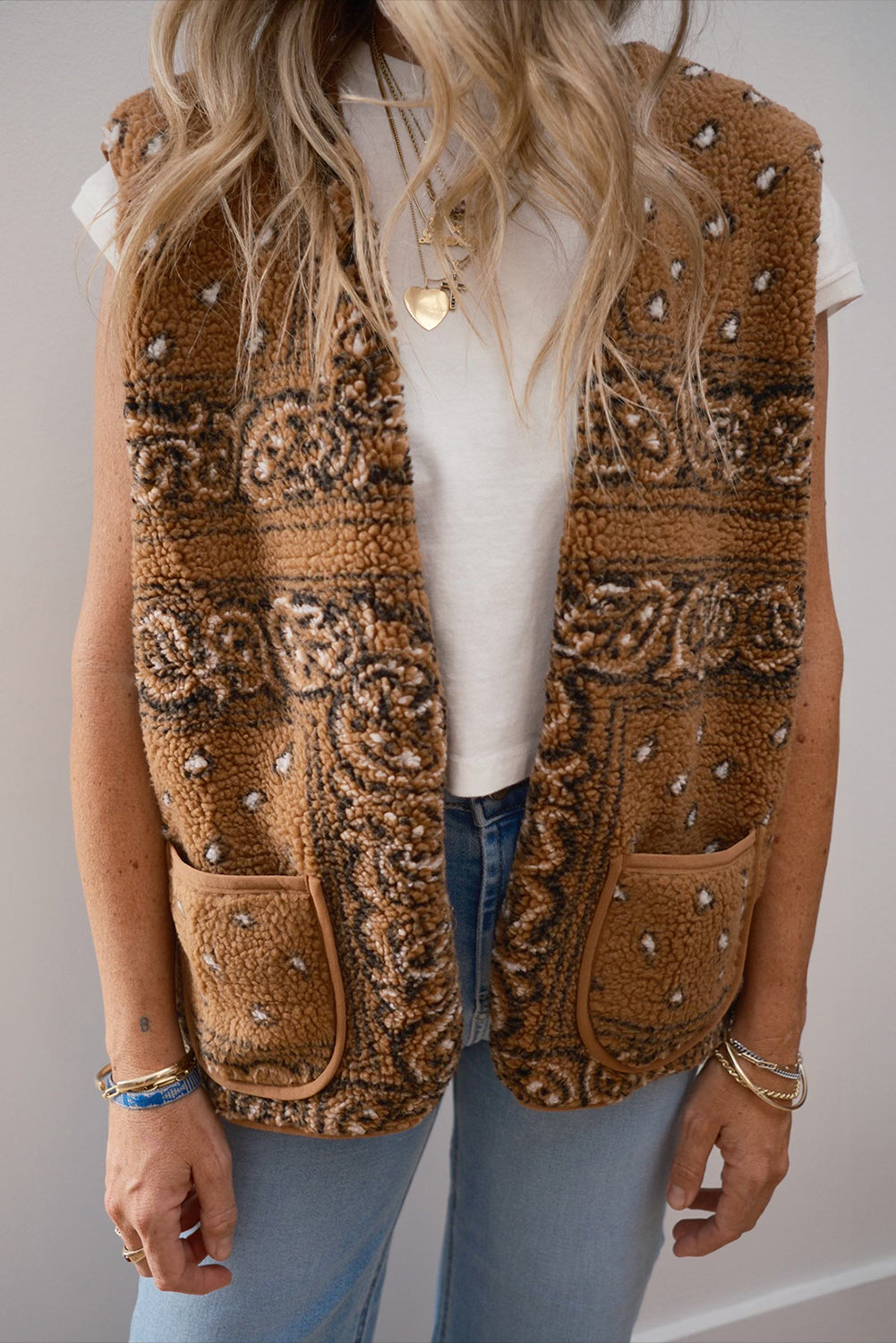 Paisley Print Vest Jacket