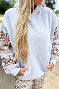 Camouflage Asymmetric Sleeve Plus Size Hoodie