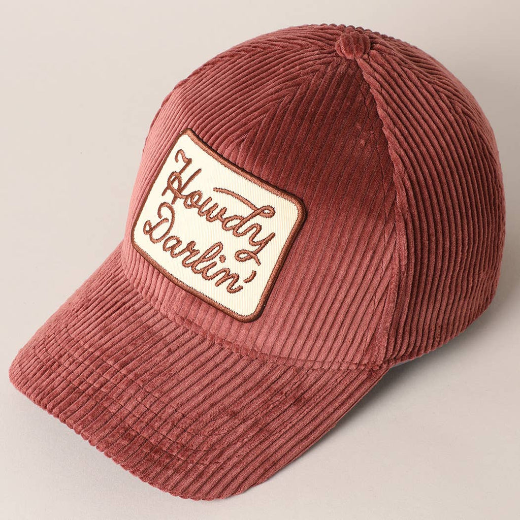 Howdy Darlin' Embroidery Patch Corduroy Cap